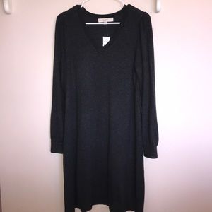 LOFT Grey V-Neck Sweater Dress